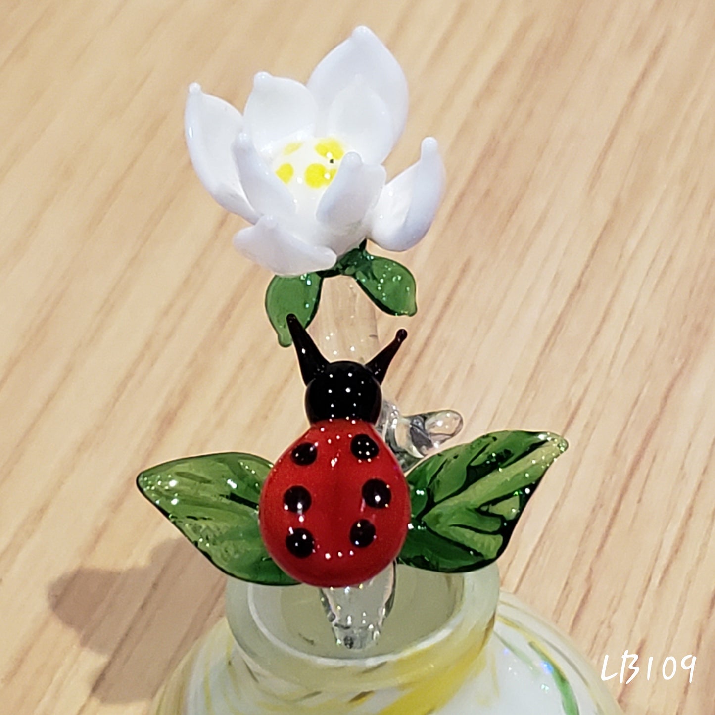 Handmade Vintage Style Glass Lady Bug Essential Oil & Perfume Bottle #109