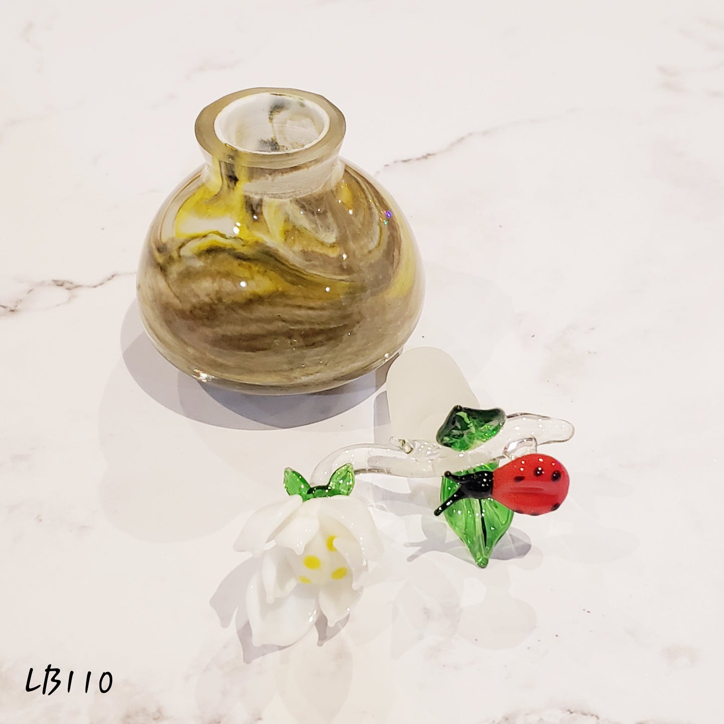 Handmade Vintage style glass Lady Bug Essential Oil & Perfume Bottle #110