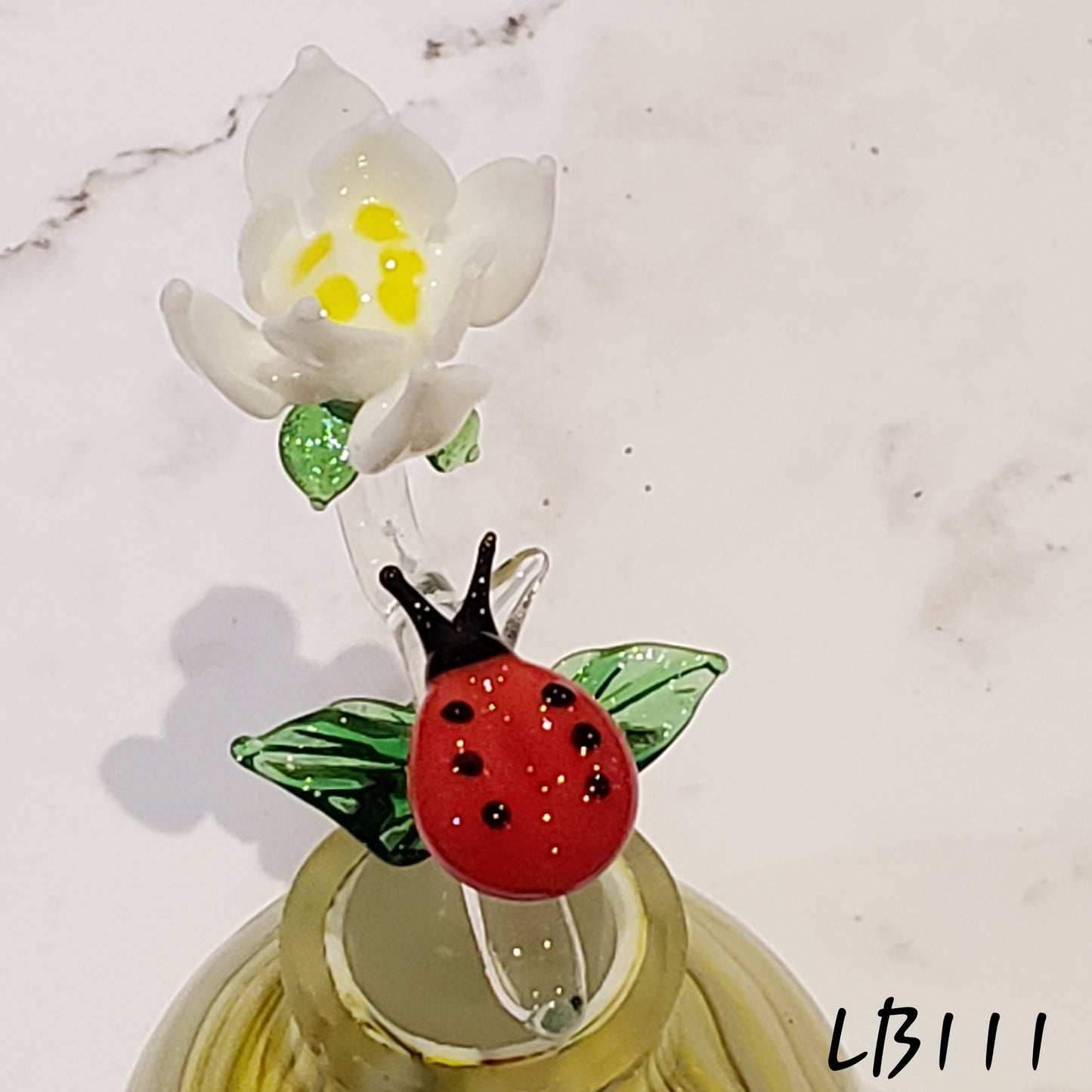 Handmade Vintage Style Glass Lady Bug Essential Oil & Perfume Bottle #111