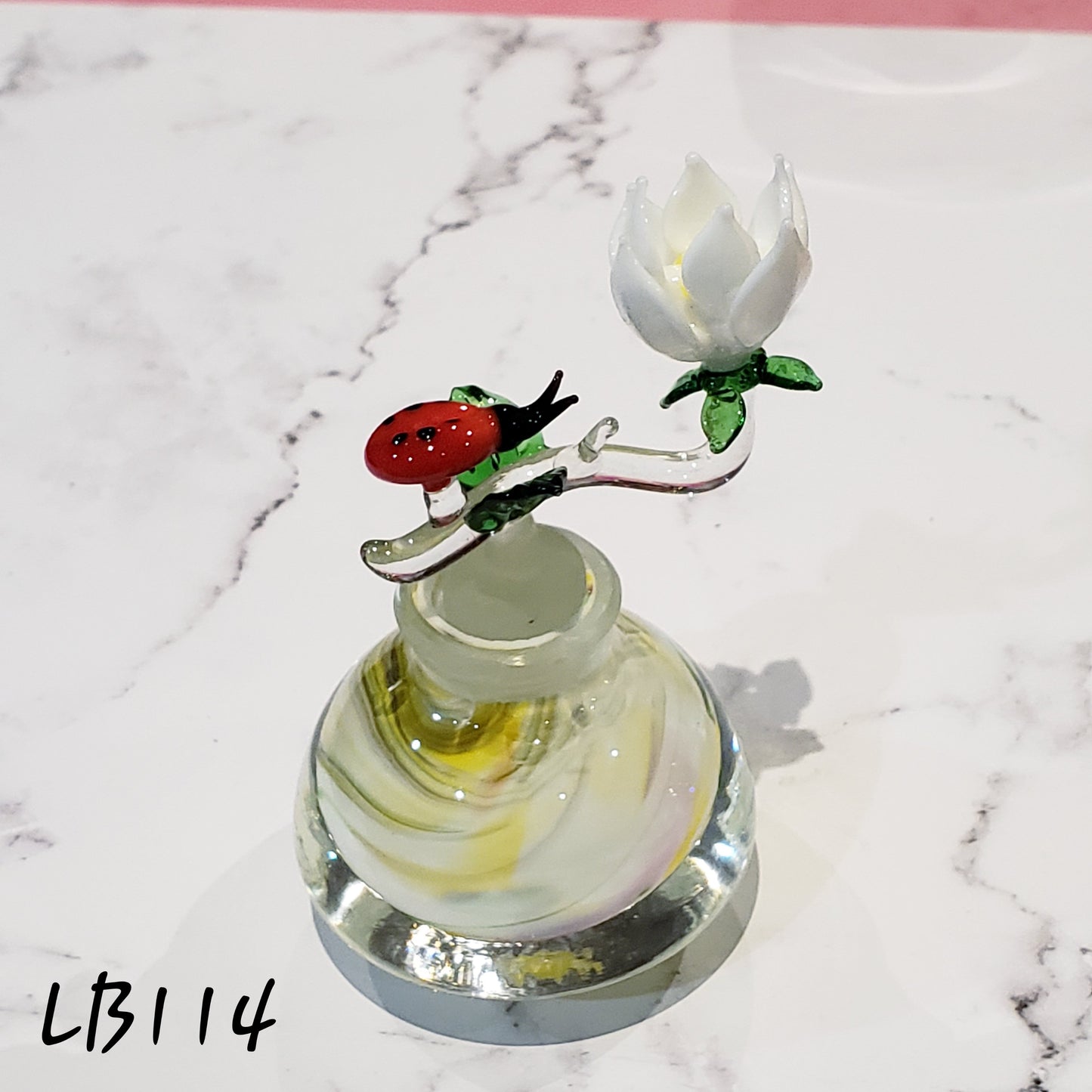 Handmade Vintage Style Glass Lady Bug Essential Oil & Perfume Bottle #114 Jar