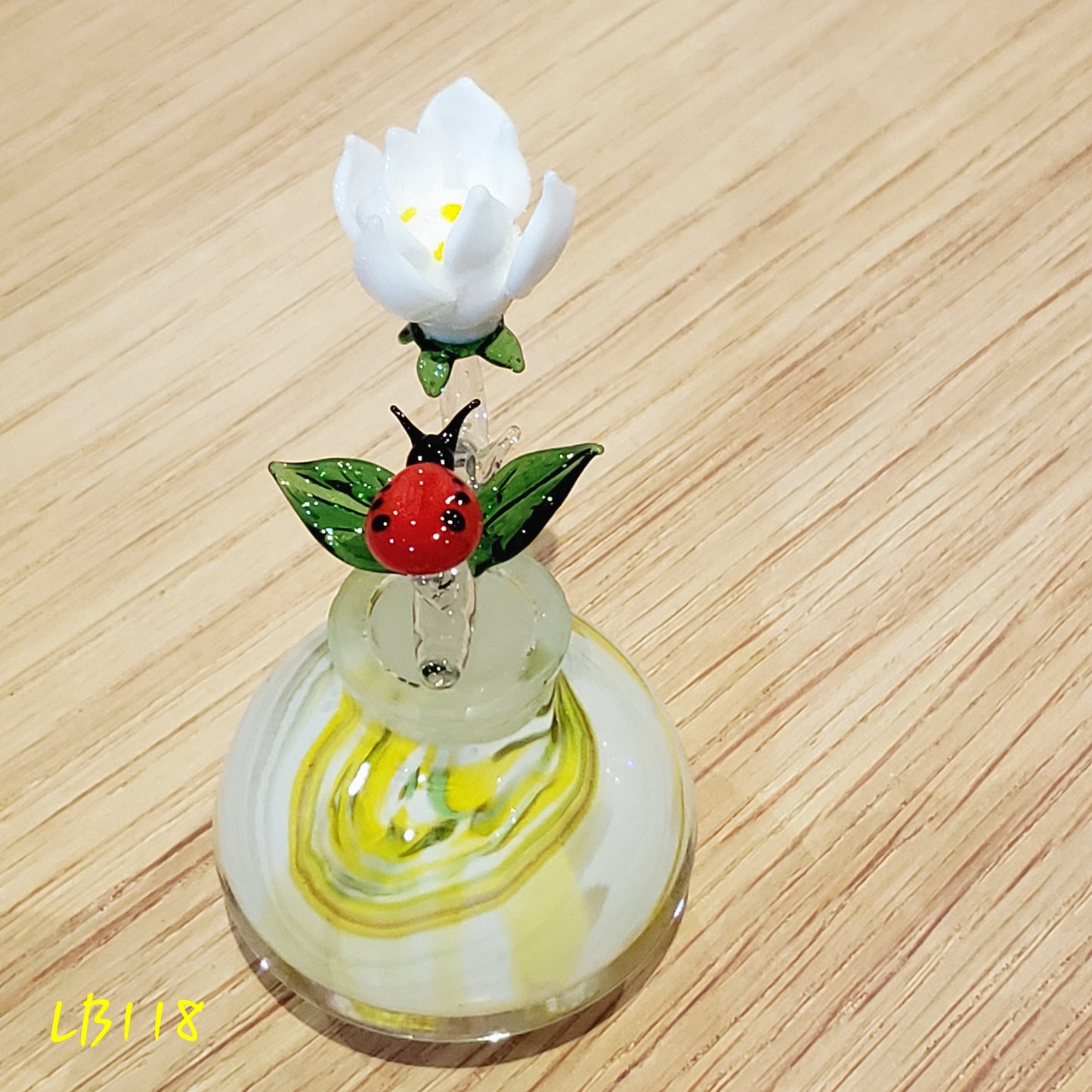 Bottle #118 Handmade Vintage Style Glass Lady Bug Essential Oil & perfume Jar