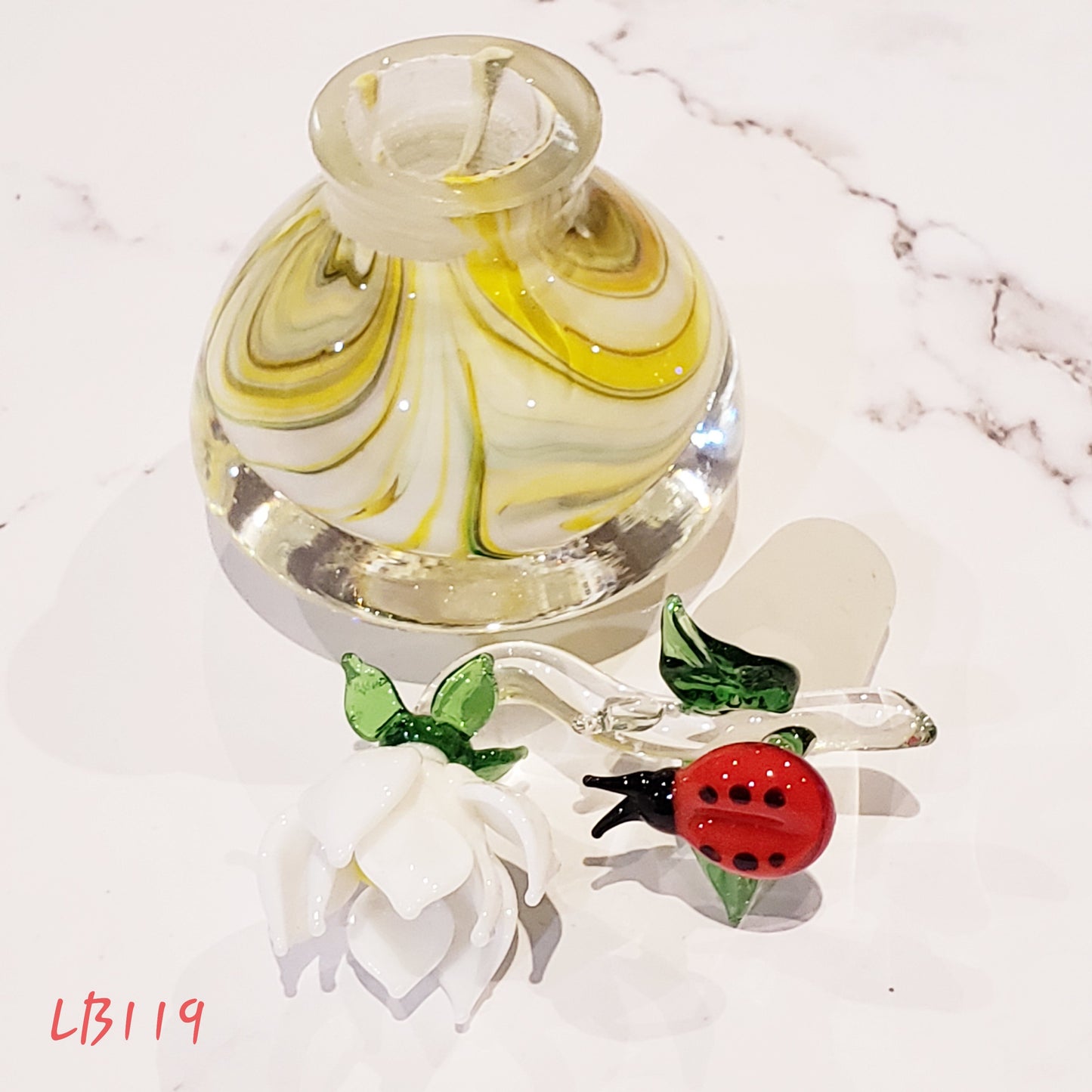 Handmade Vintage Style Glass Lady Bug Essential Oil & perfume Bottle #119 Jar