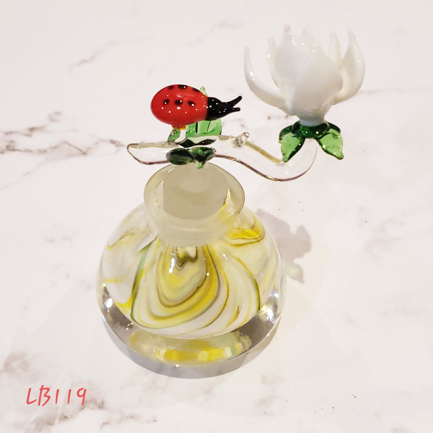 Handmade Vintage Style Glass Lady Bug Essential Oil & perfume Bottle #119 Jar