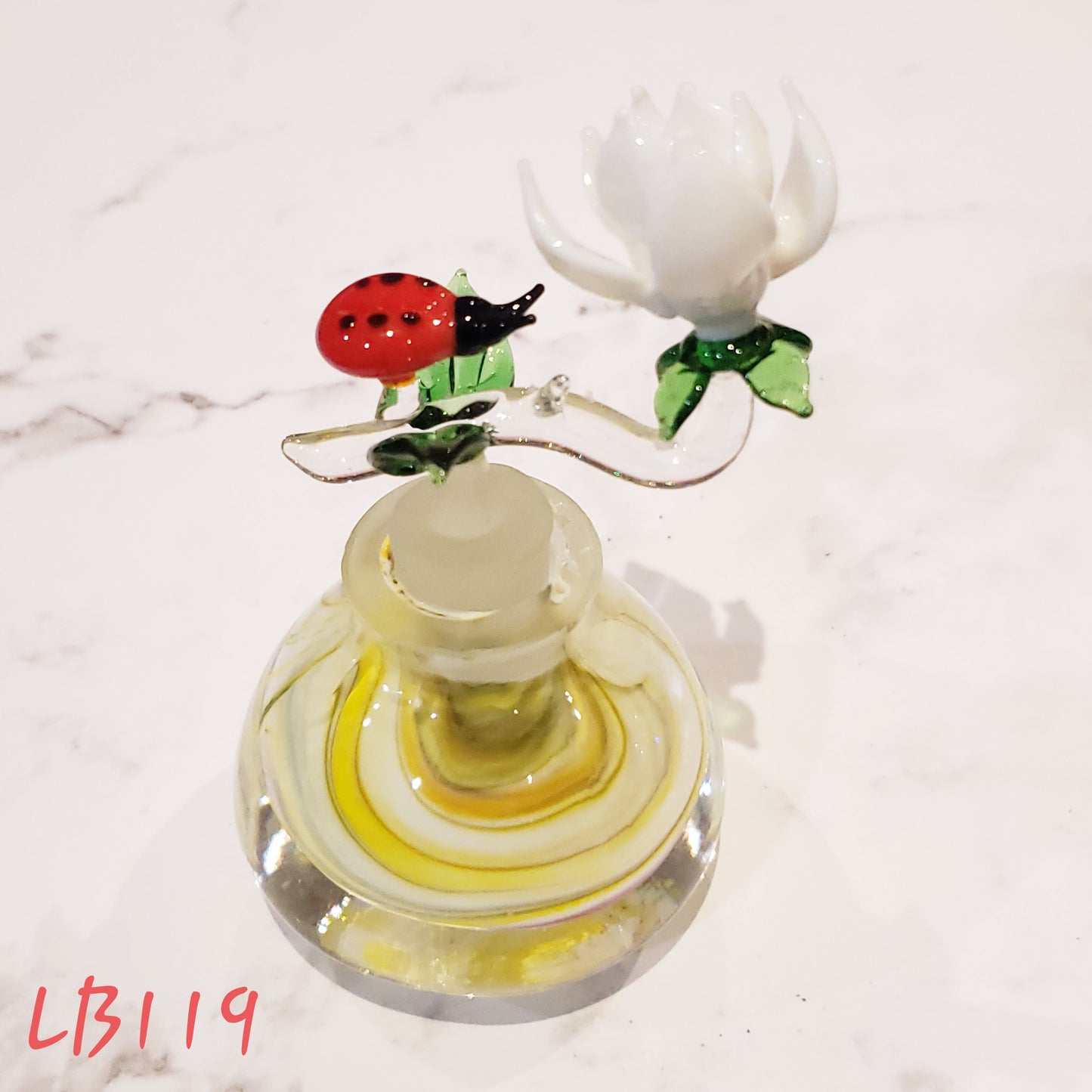 Handmade Vintage Style Glass Lady Bug Essential Oil & perfume Bottle #119 Jar