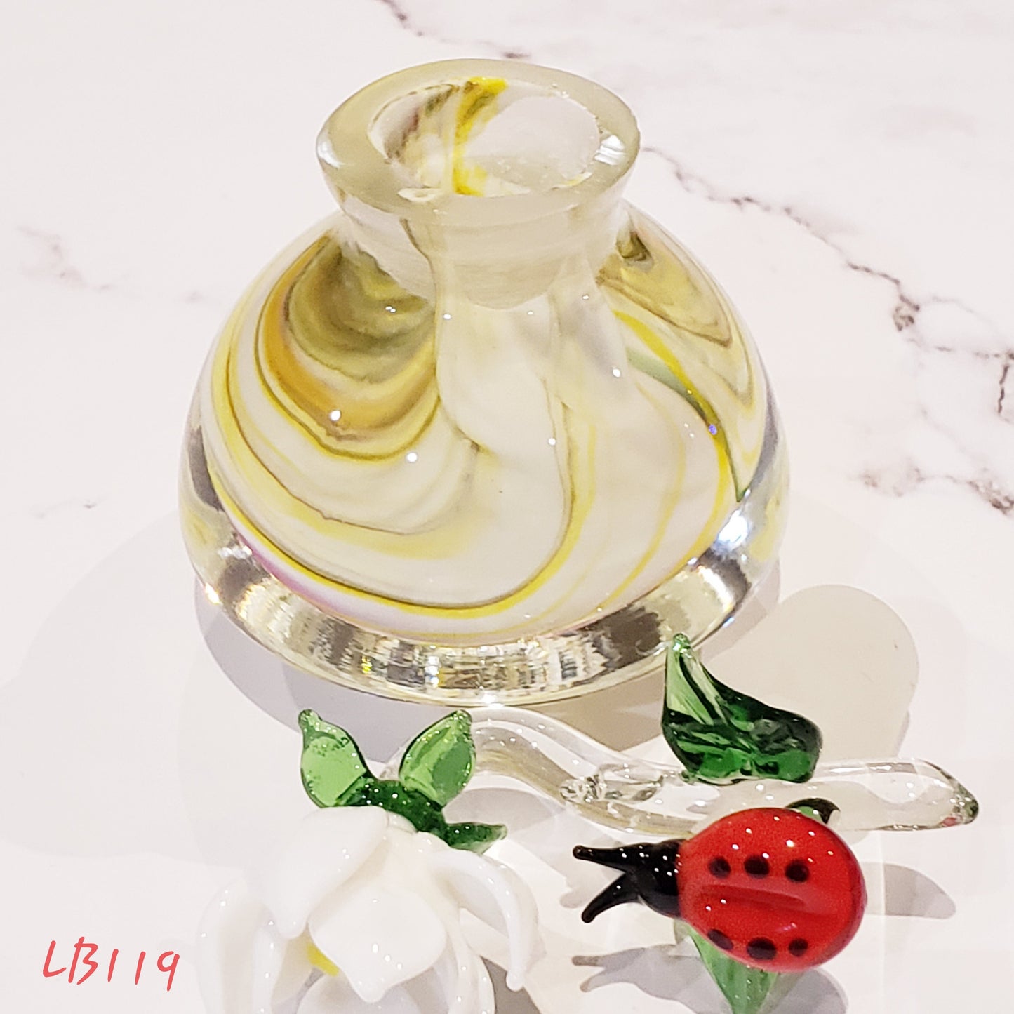 Handmade Vintage Style Glass Lady Bug Essential Oil & perfume Bottle #119 Jar