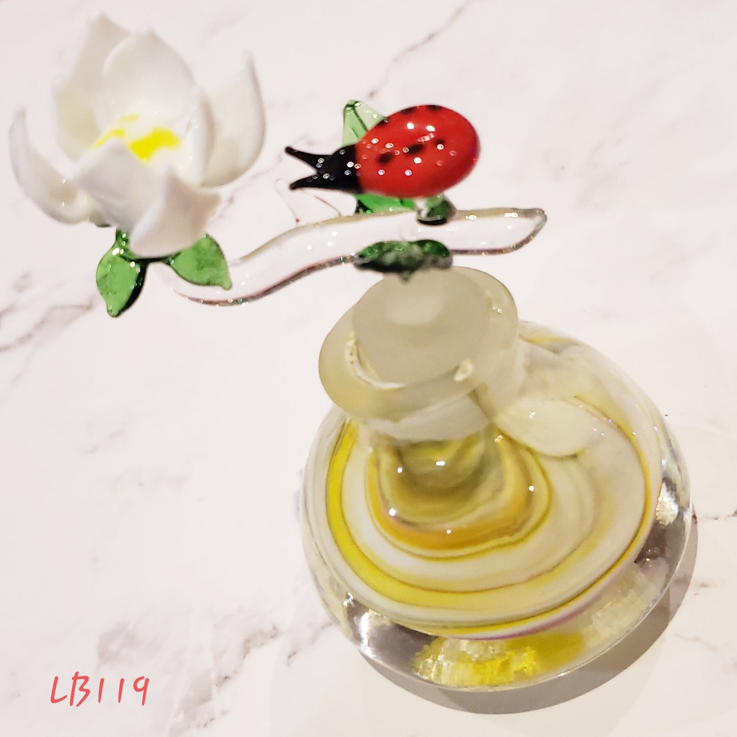 Handmade Vintage Style Glass Lady Bug Essential Oil & perfume Bottle #119 Jar