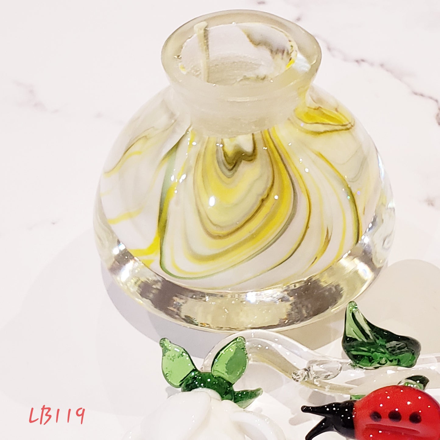 Handmade Vintage Style Glass Lady Bug Essential Oil & perfume Bottle #119 Jar