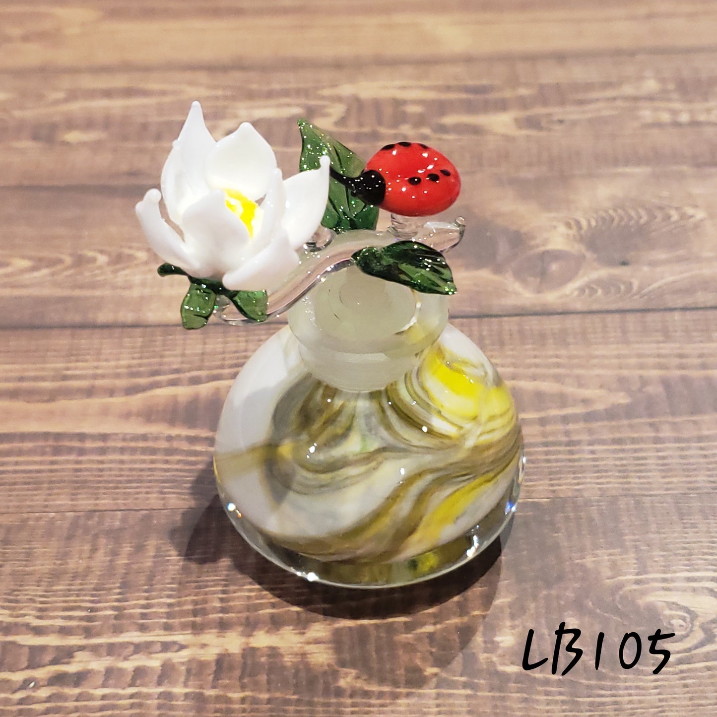 Handmade Vintage Style Glass Lady Bug Essential Oil & Perfume Bottle #105