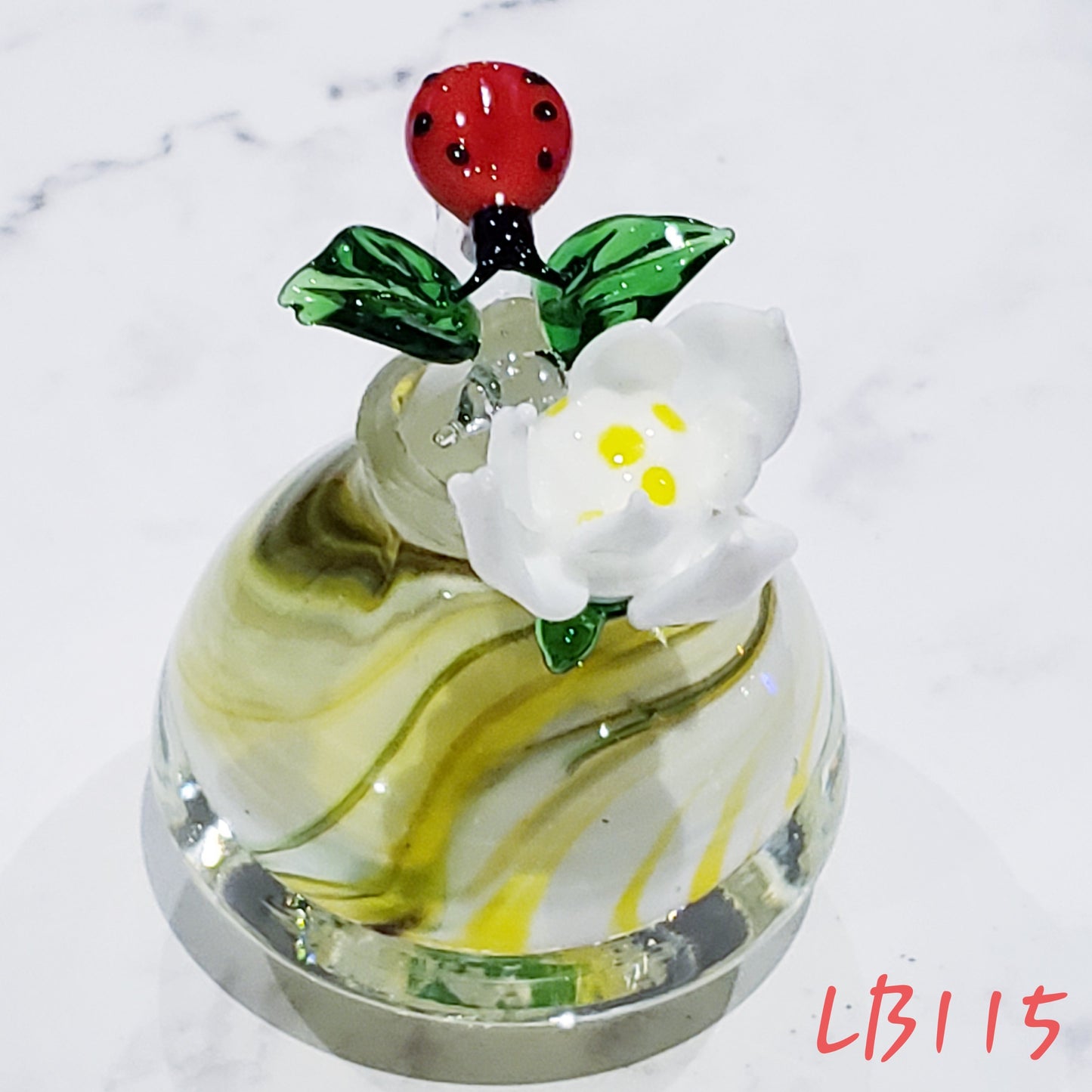 Handmade Vintage Style Glass Lady Bug Essential Oil & Perfume Bottle #115 Jar