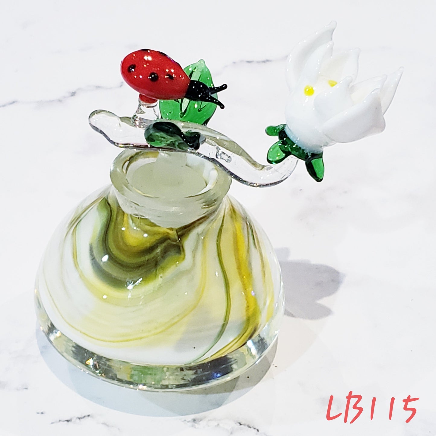 Handmade Vintage Style Glass Lady Bug Essential Oil & Perfume Bottle #115 Jar