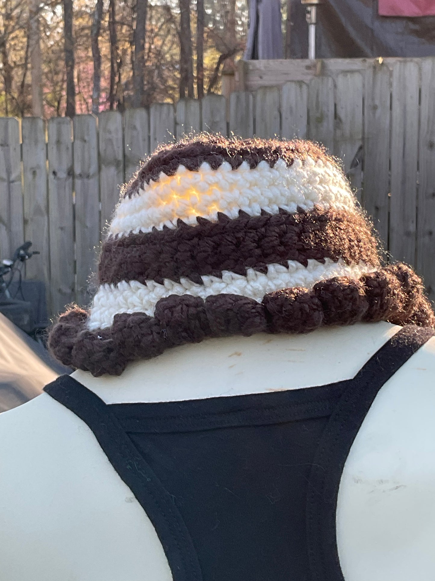 Crochet Super Soft Neck Warmer Brown and Aran Cream