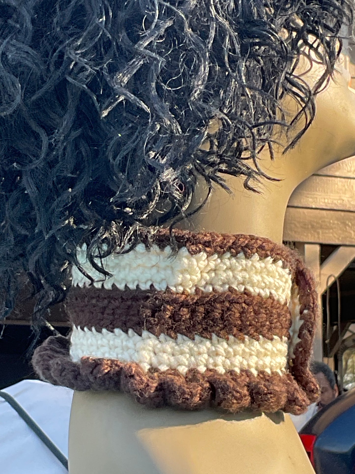 Crochet Super Soft Neck Warmer Brown and Aran Cream