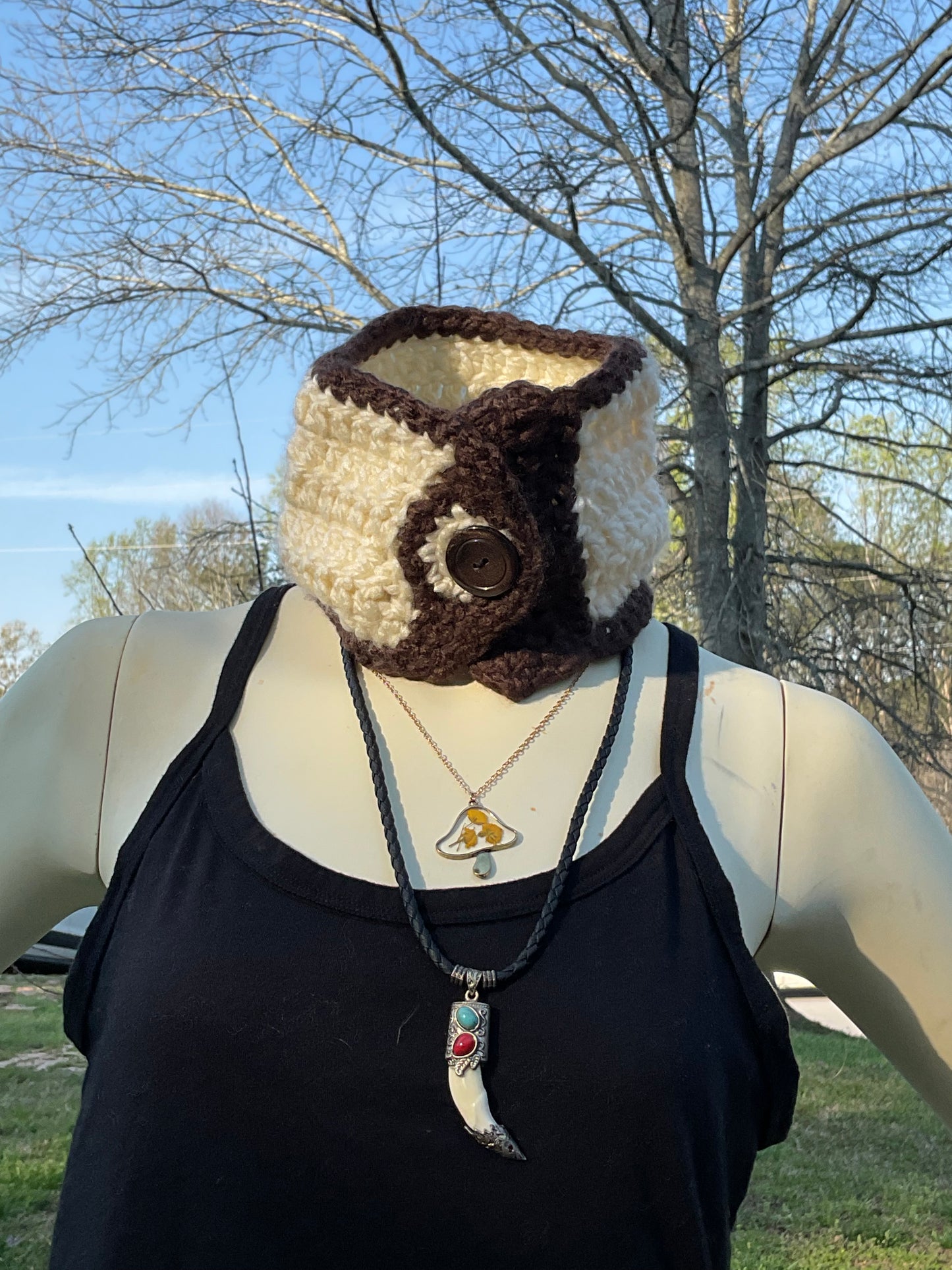 Crochet Super Soft Neck Warmer Brown and Aran