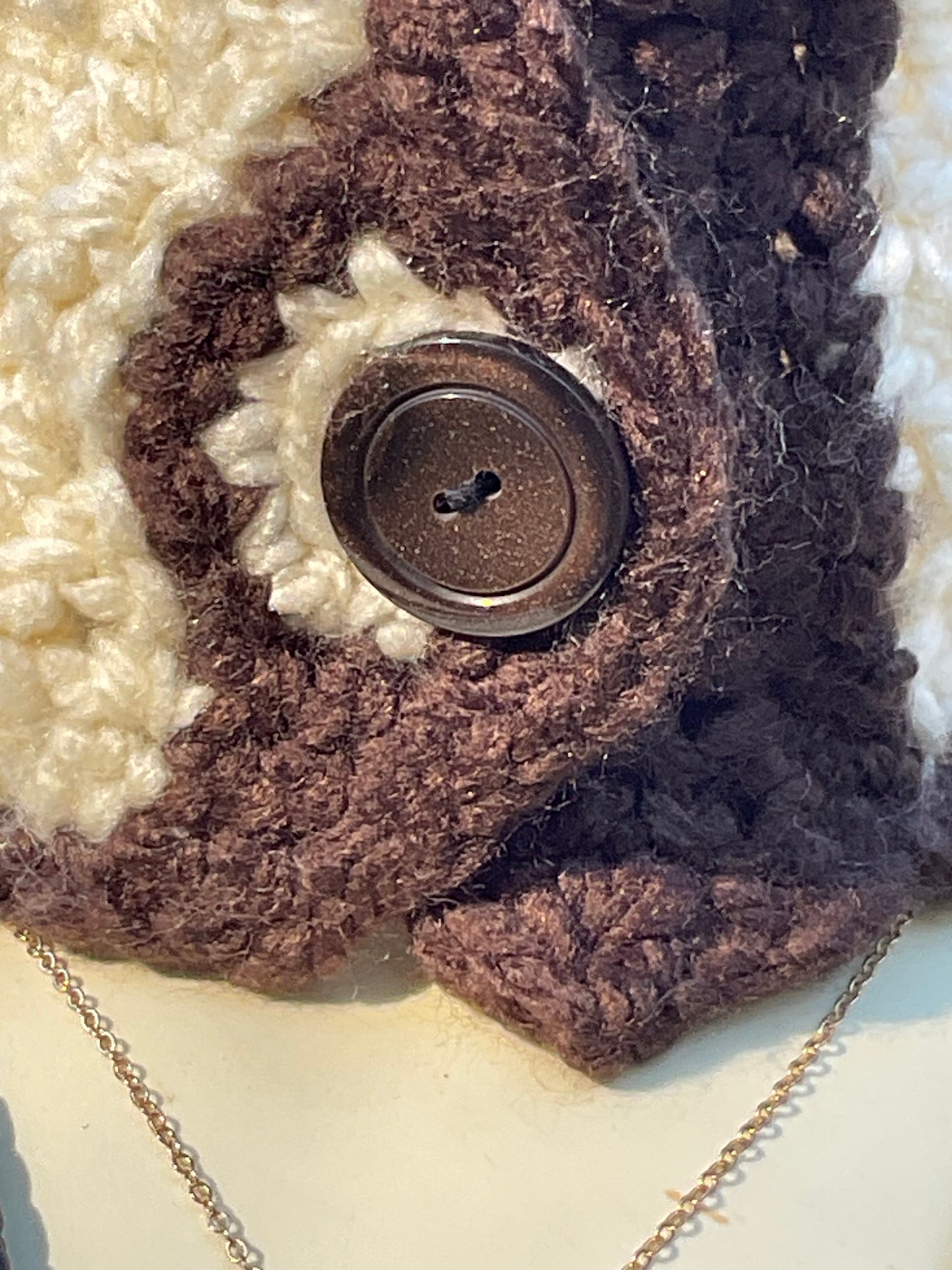 Crochet Super Soft Neck Warmer Brown and Aran