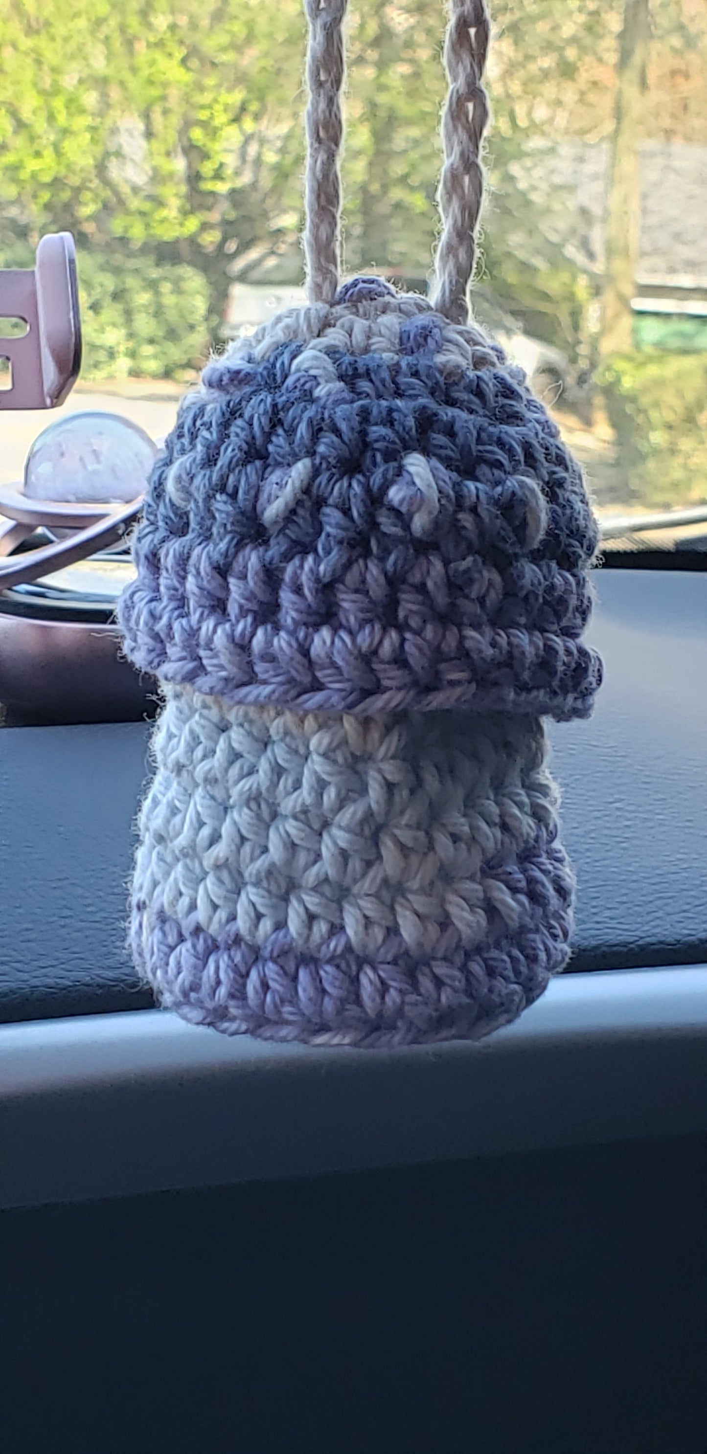 Crochet Mushroom Holder for Rearview Mirror Hideables