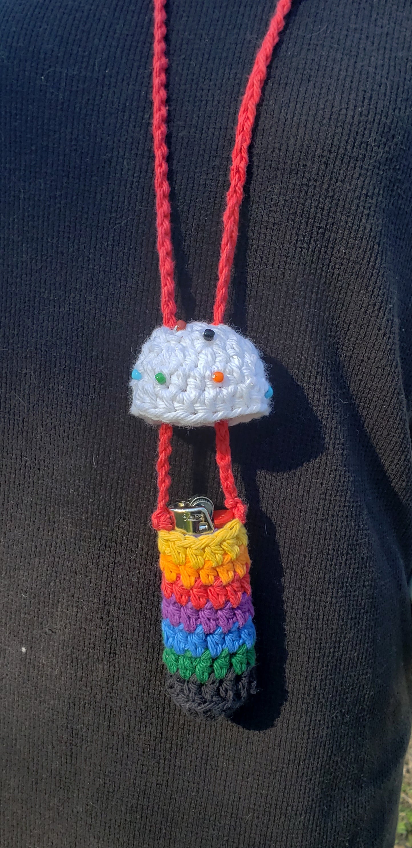 Crochet Mushroom Lip Gloss Lighter Money Holder