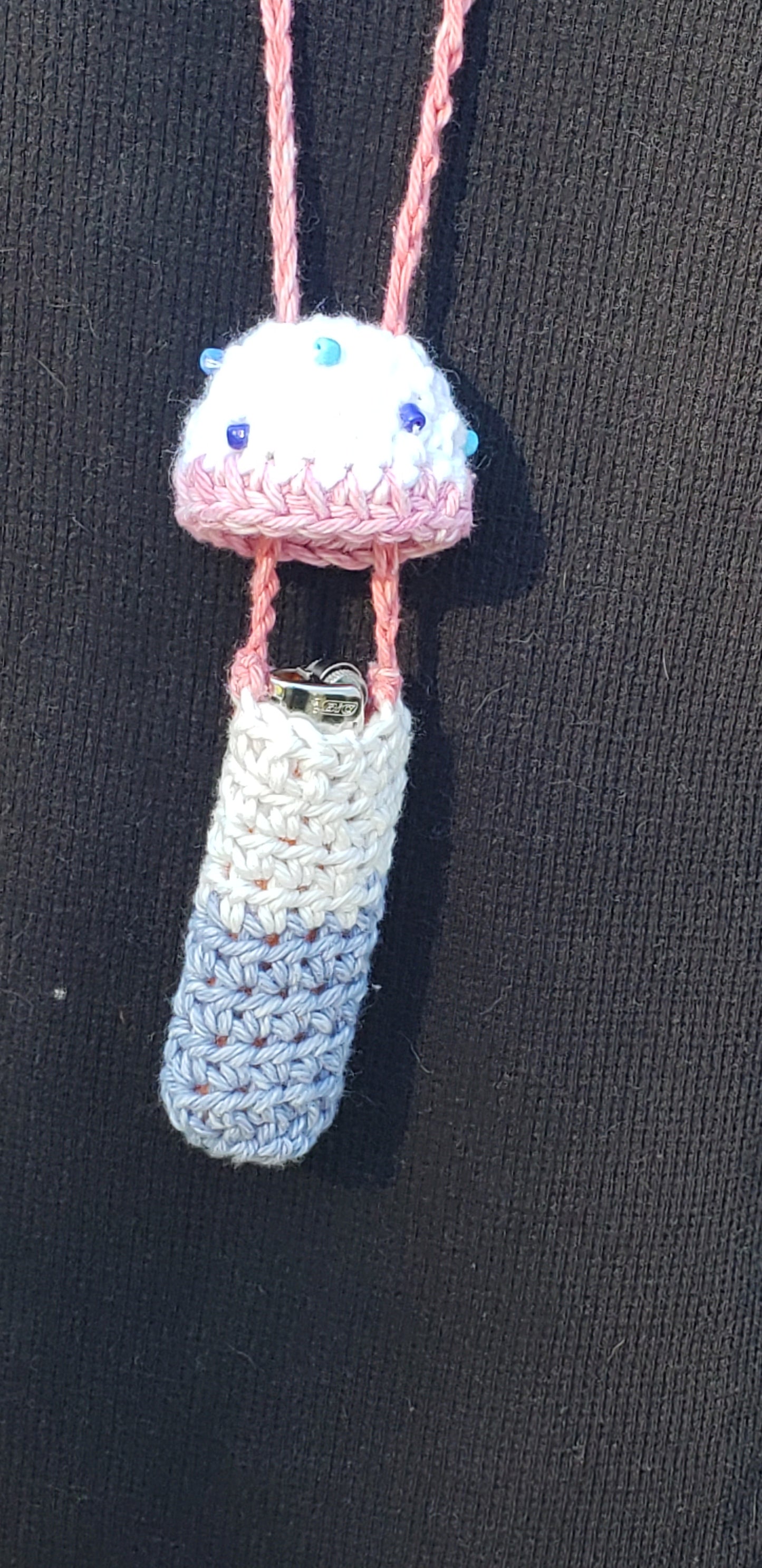 Crochet Mushroom Lip Gloss Lighter Money Holder beaded