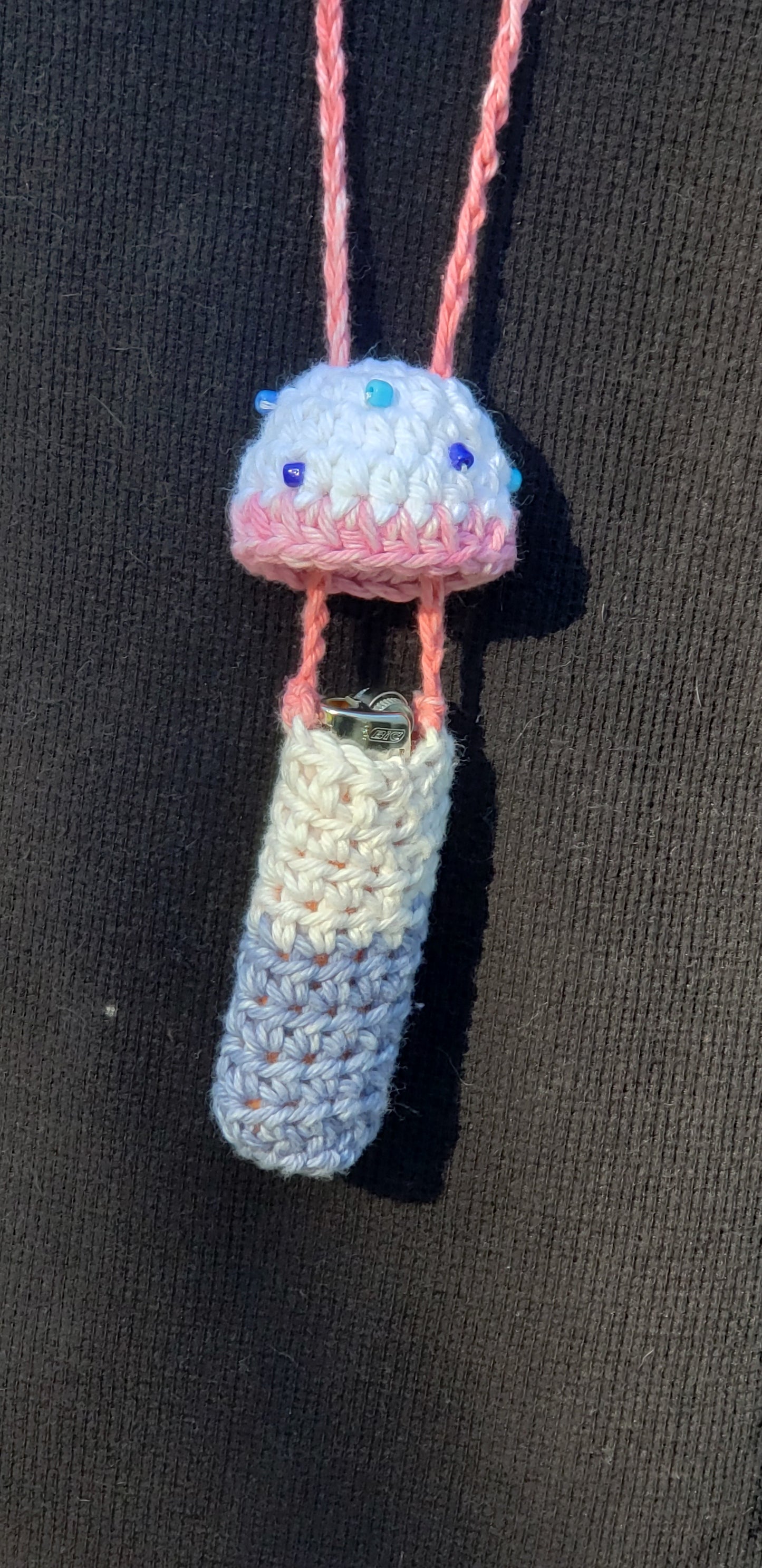 Crochet Mushroom Lip Gloss Lighter Money Holder beaded