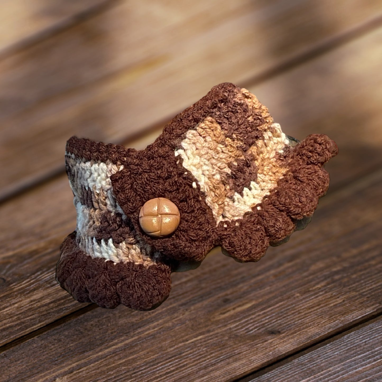 Multi Brown Crochet Neck warmer Choker w/ button