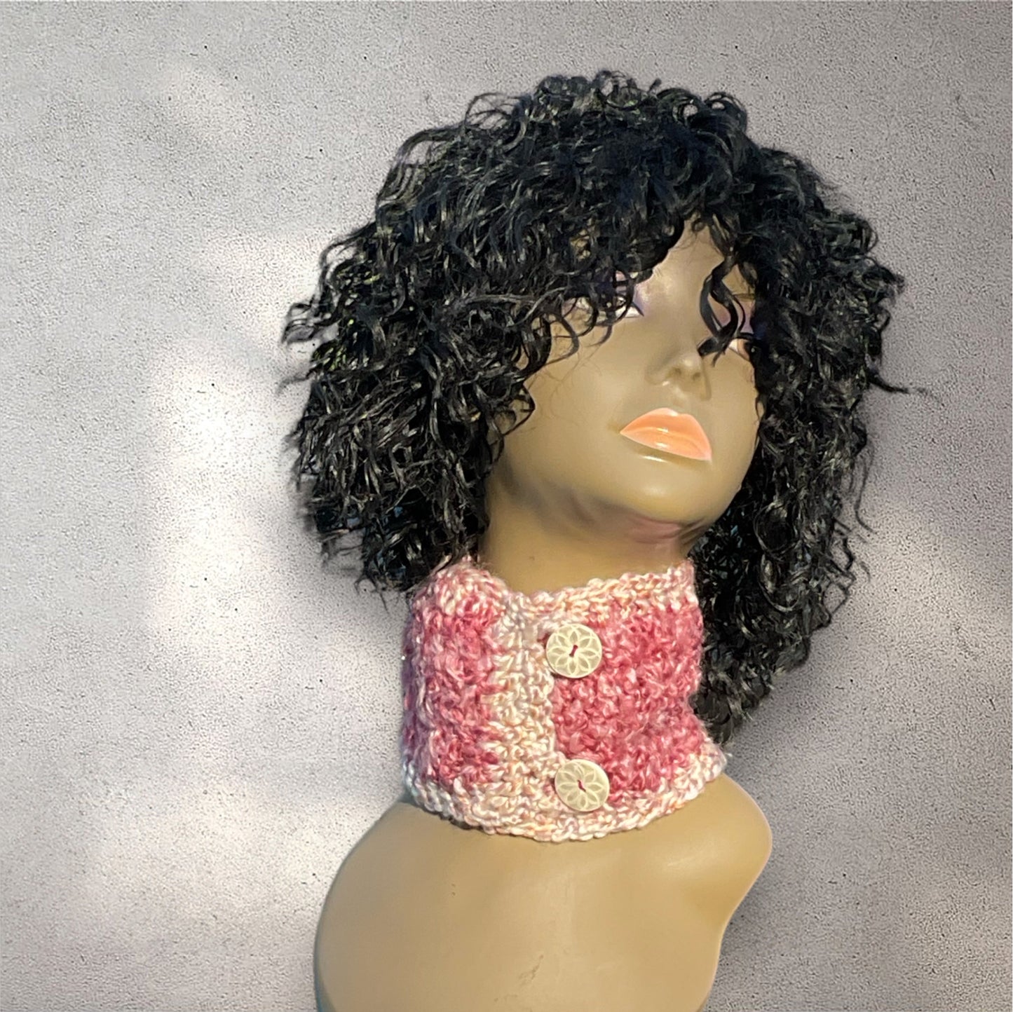 Handmade Crochet Neck warmer Choker Yarn Button