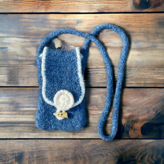 Handcrafted Small Shoulder Bag for Phone, ID, Money with button closure