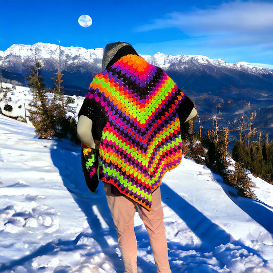Crochet Neon Bolermo Style Shrug Bright Colors Sz M/L