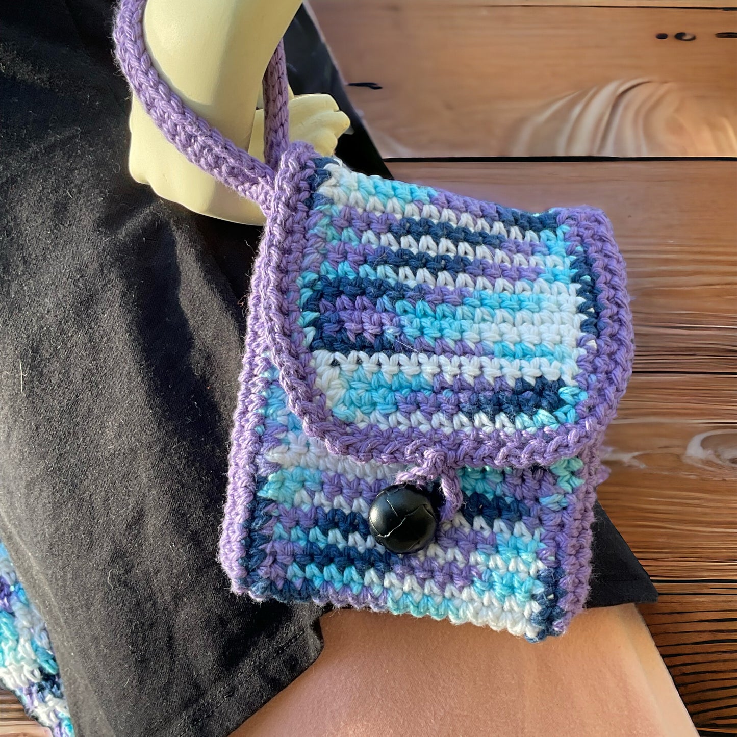 Crochet 2pc set Shoulder Bag in Multicolor with Matching Wallet