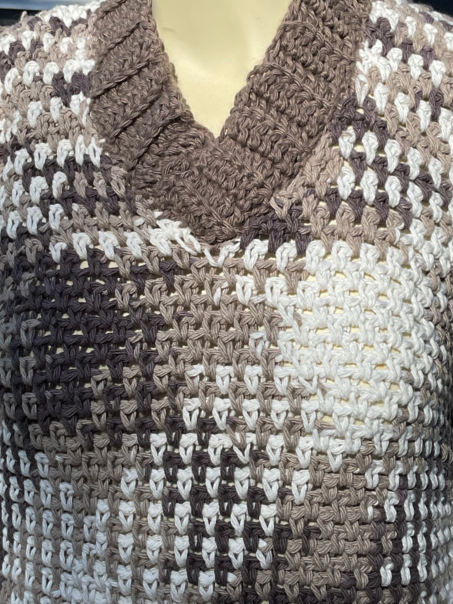 Crochet Top 100% Cotton Sugars & Cream Browns and White