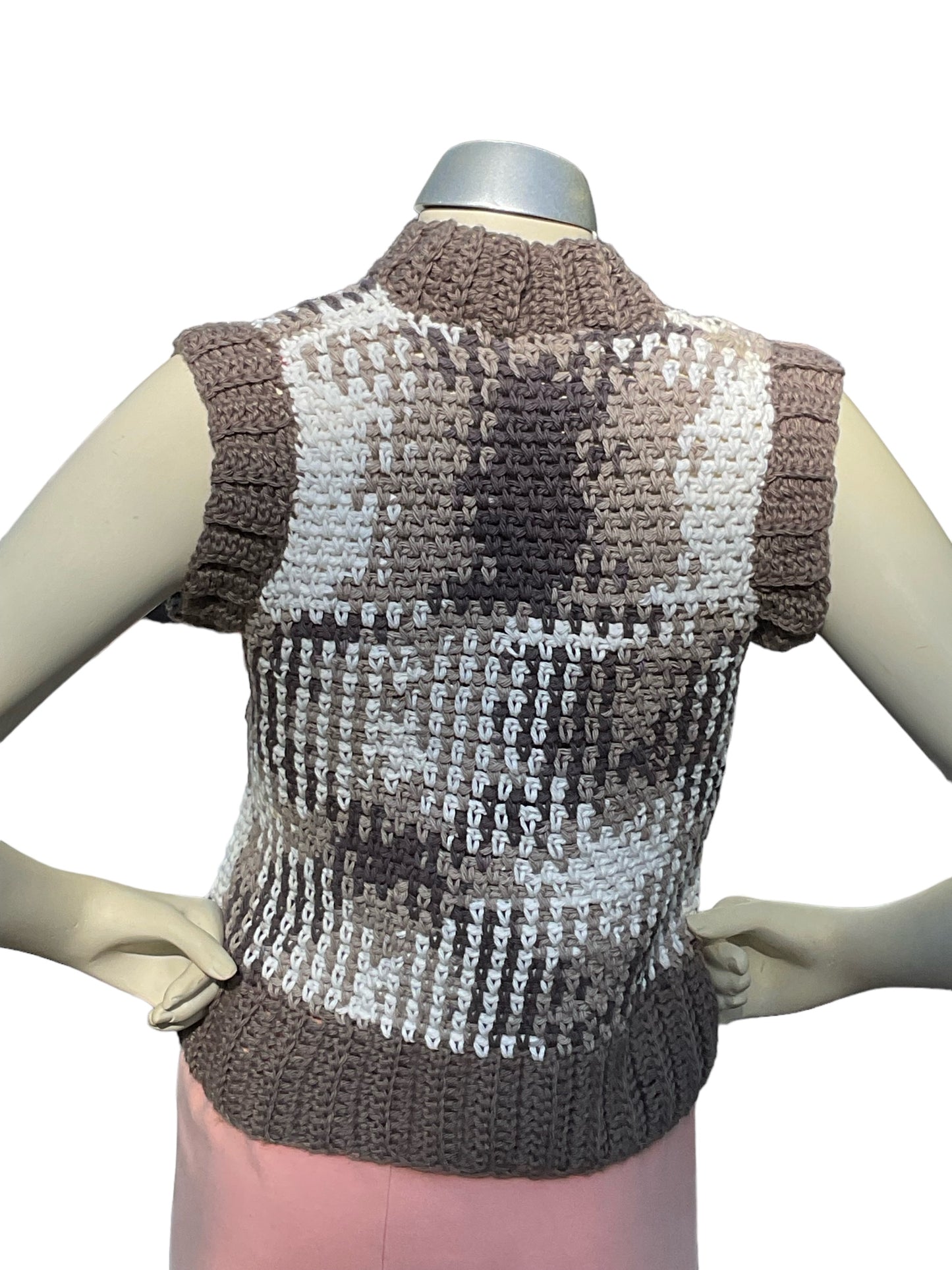 Crochet Top 100% Cotton Sugars & Cream Browns and White