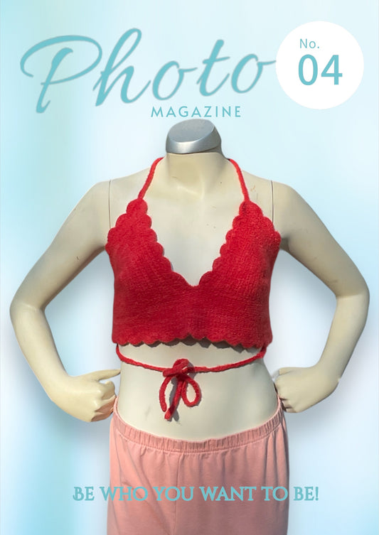 Red Hot Felted Crochet Tank top with 2-way tie