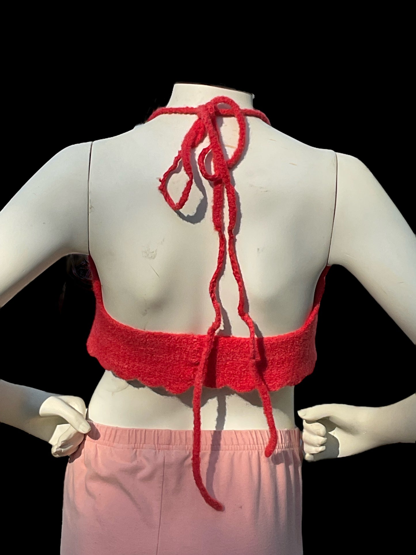 Red Hot Felted Crochet Tank top with 2-way tie