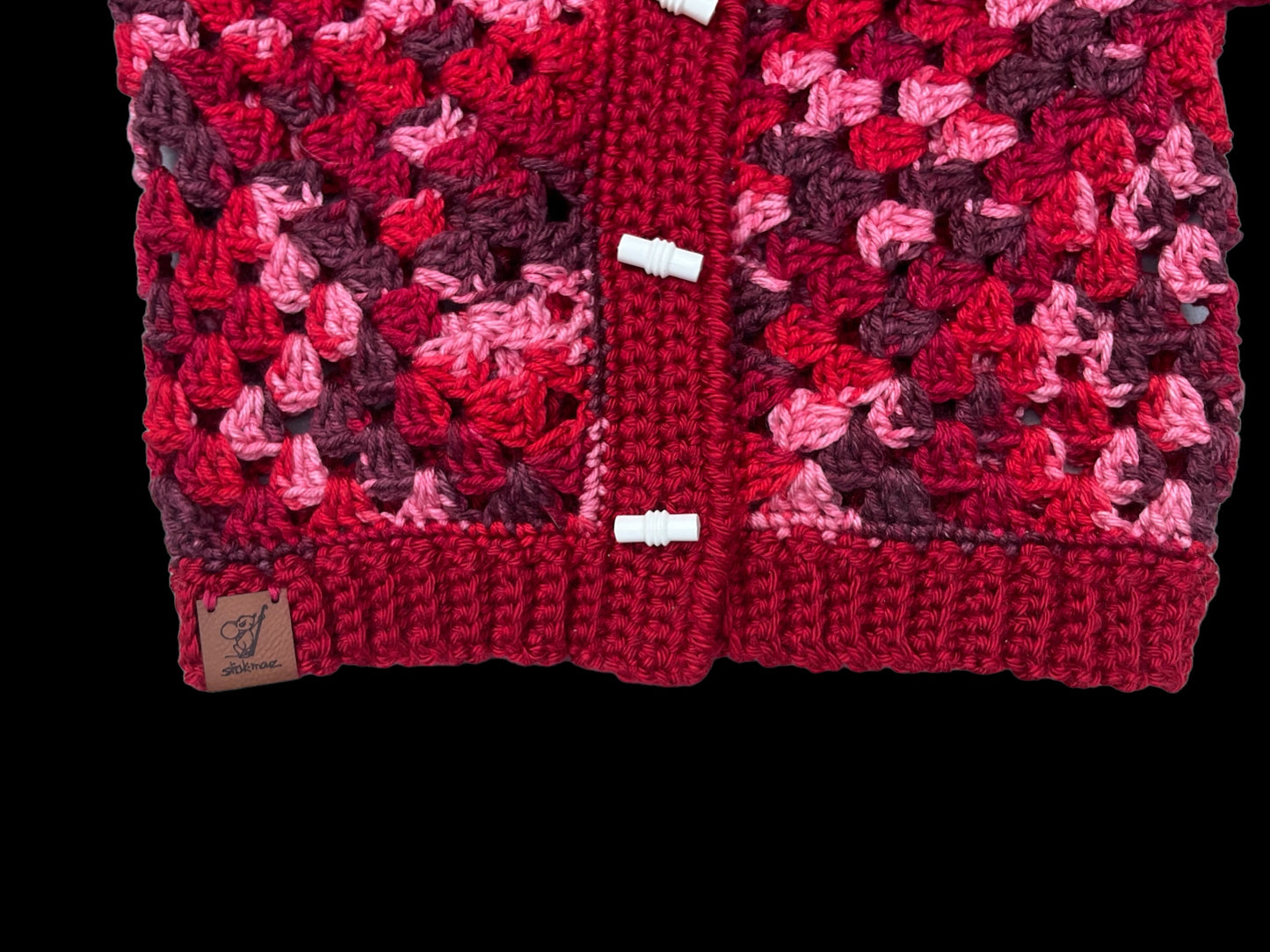 Baby or Toddler Crochet Cardigan Red Multicolor Handmade, yarn sweater