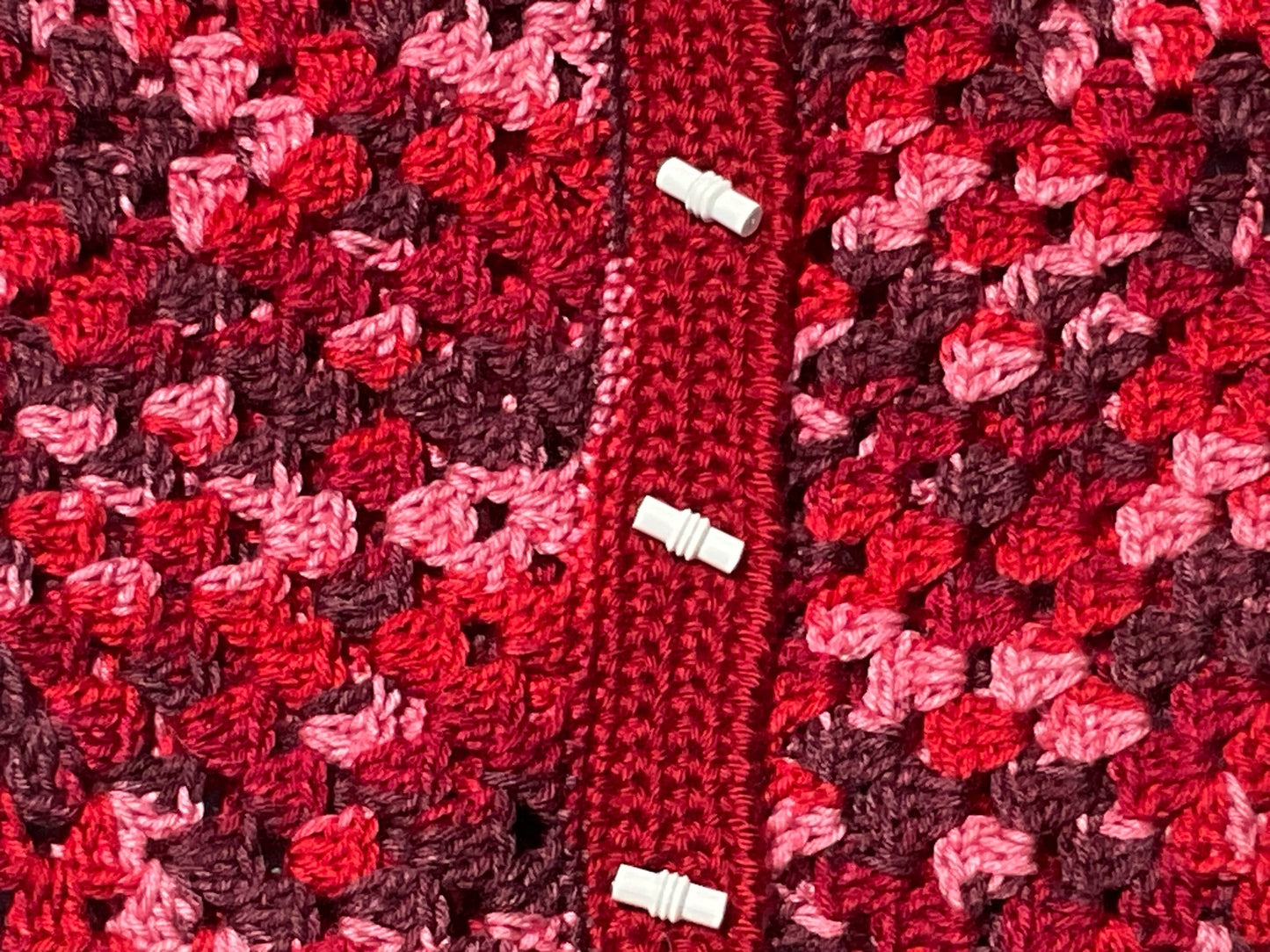 Baby or Toddler Crochet Cardigan Red Multicolor Handmade, yarn sweater