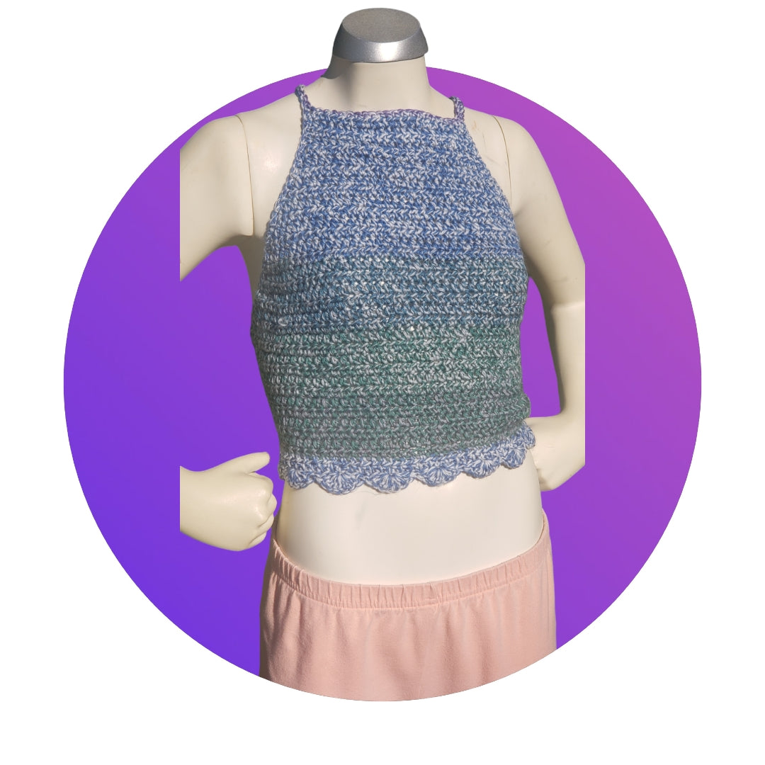 Handmade Crochet Multi colored Halter Top