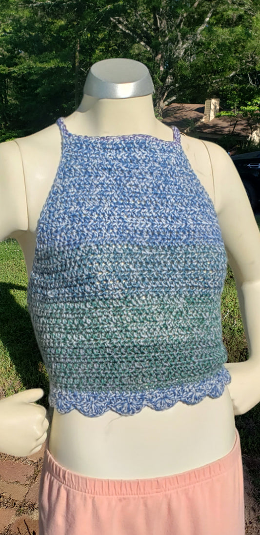 Handmade Crochet Multi colored Halter Top